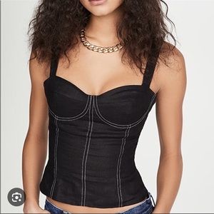 Reformation Libra Bustier Top - Black Contrast Stitching